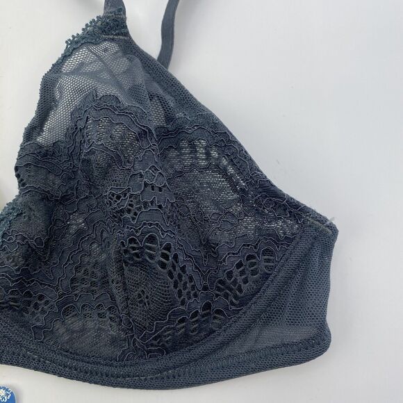 Free People Lace Triangle Wired Bra Navy Blue Storm Size 34B - Picture 2 of 6